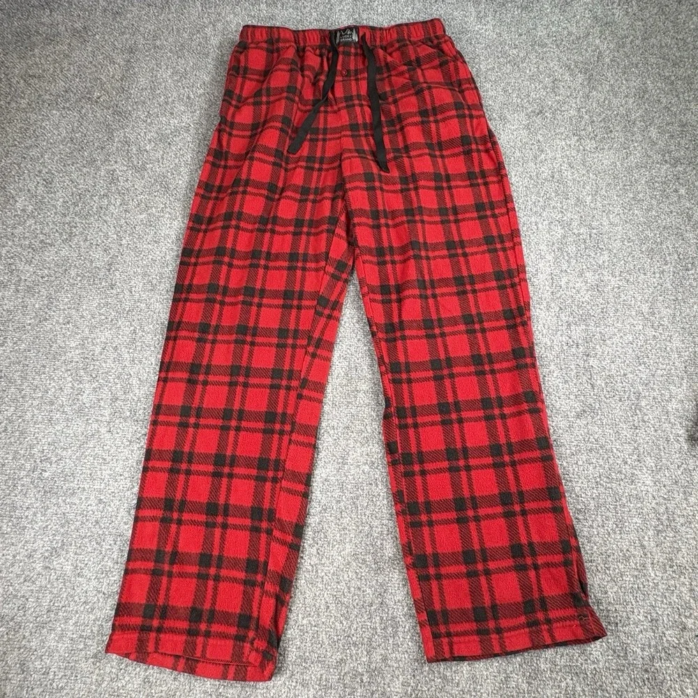 Lucky Brand‎ Sleepwear Lounge Pants Men L Red Plaid Fleece Holiday Cozy Pajamas